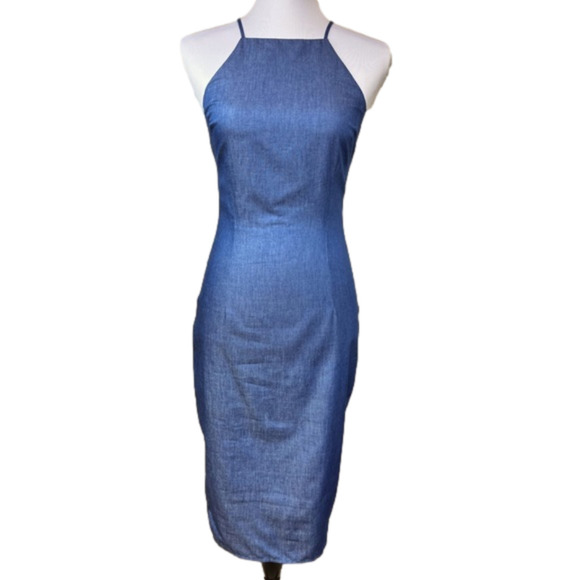 Yumi Kim Dresses & Skirts - Yumi Kim Chambray Spaghetti Strap Form Fitting Knee Length Dress Blue Size XS